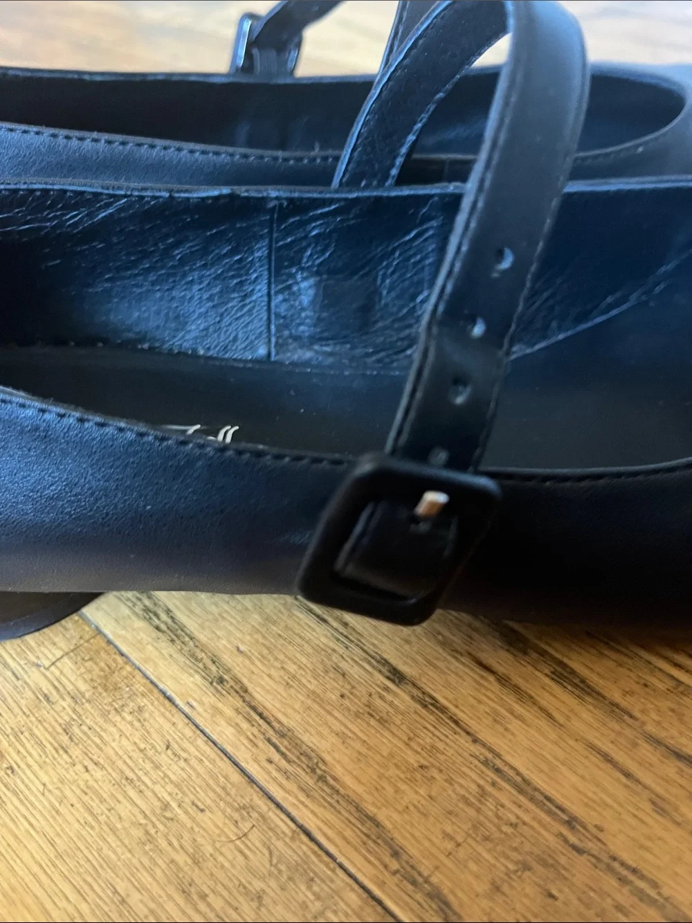 Black Mary Jane Ballet Flats with Strap